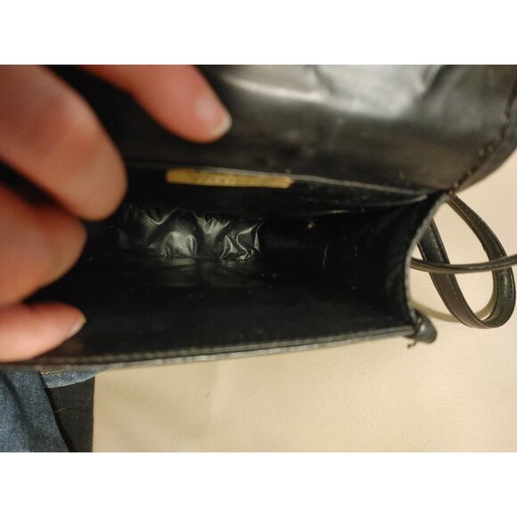 Metro Crossbody Travel Bag Black Kiss Lock Coin Pouch Vintage Medium Size - Picture 9 of 9